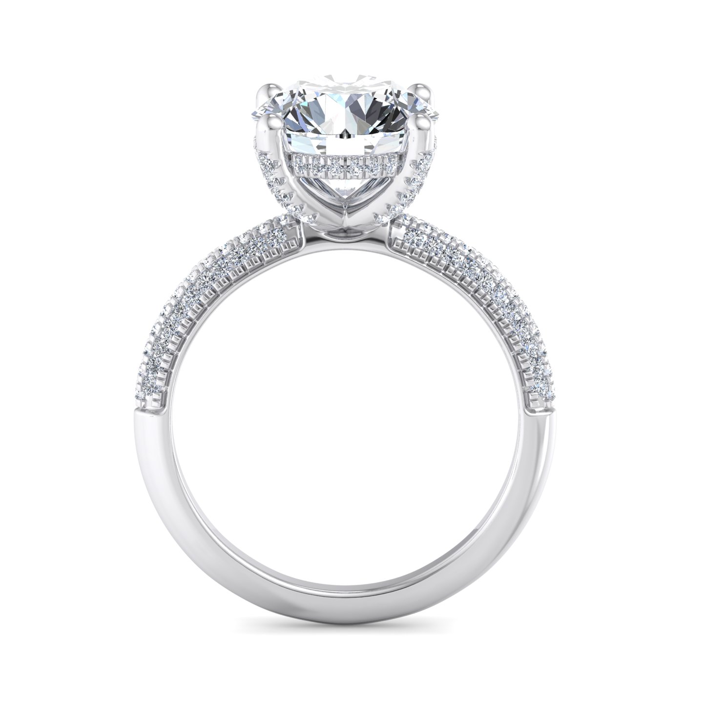 Kira Triple Pave Engagement ring with hidden halo